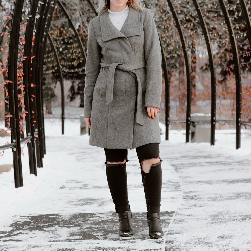 Babaton Gray Double-Breasted Coat